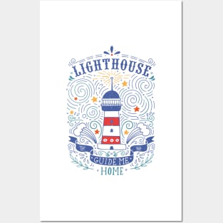 Lighthouse with a hand-lettering quote Posters and Art